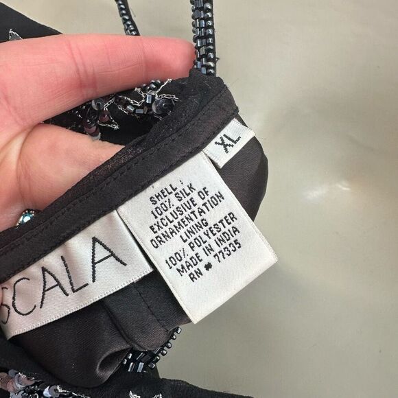 Scala Women’s Vintage Y2K Black Beaded Asymmetrical One Shoulder - Picture 3 of 10